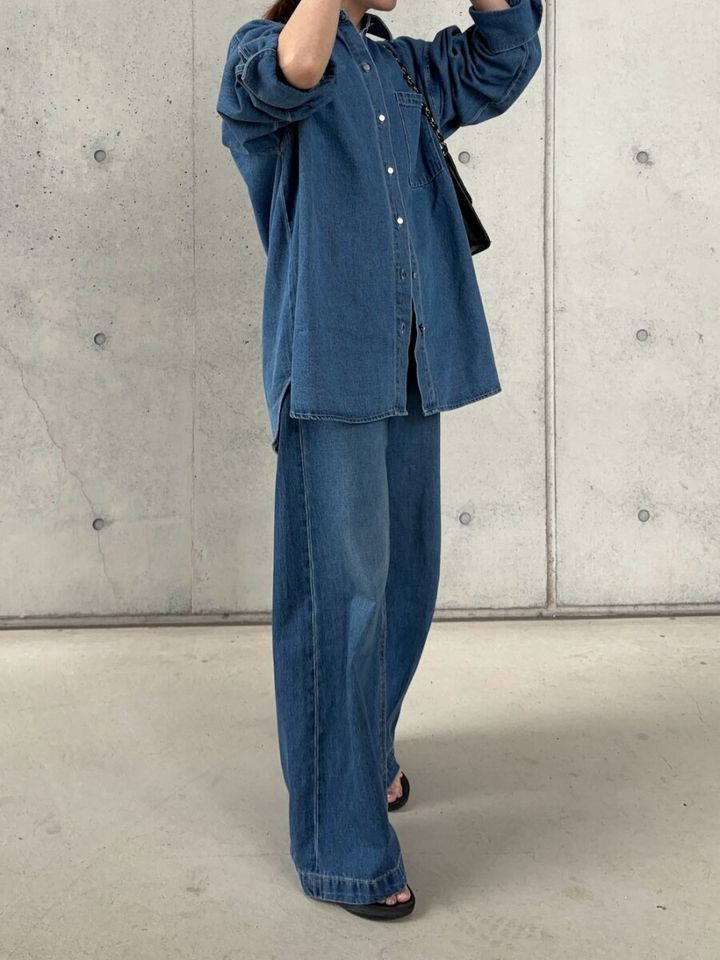 2026春夏大人女性おすすめデニムシャツセットアップコーデ