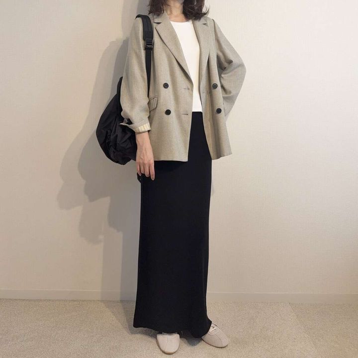 カレンソロジー コットンリブタイトスカート コーデ ジャケット お仕事