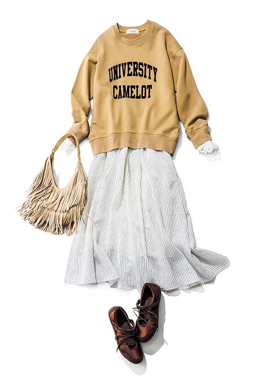 ロングスカート×スウェット