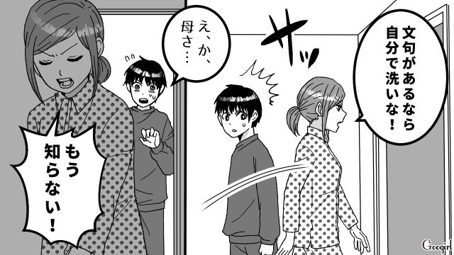 「文句があるなら自分で洗いな！」反抗期の息子の理不尽な言動に母がお灸を据えてやった話