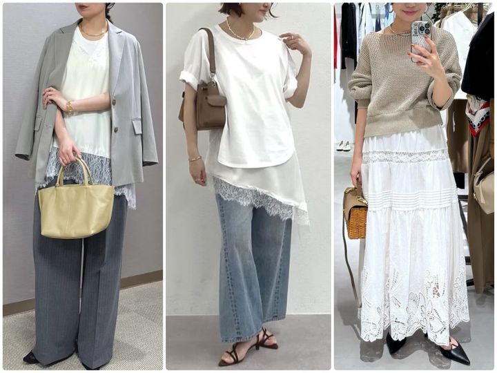 これ一点で、簡単に今っぽくなれる！ 旬の「レース」アイテムでつくる「大人の春夏トレンドコーデ」をご紹介します。※画像出典：WEAR