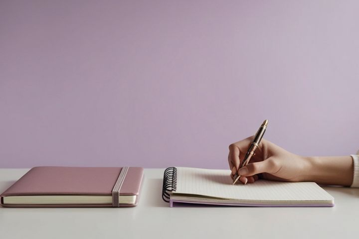 ノートに書く手元