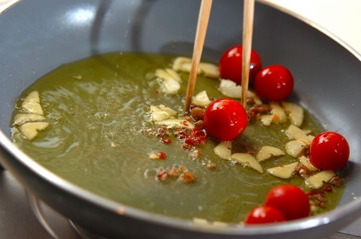 春キャベツのガーリックパスタの作り方2