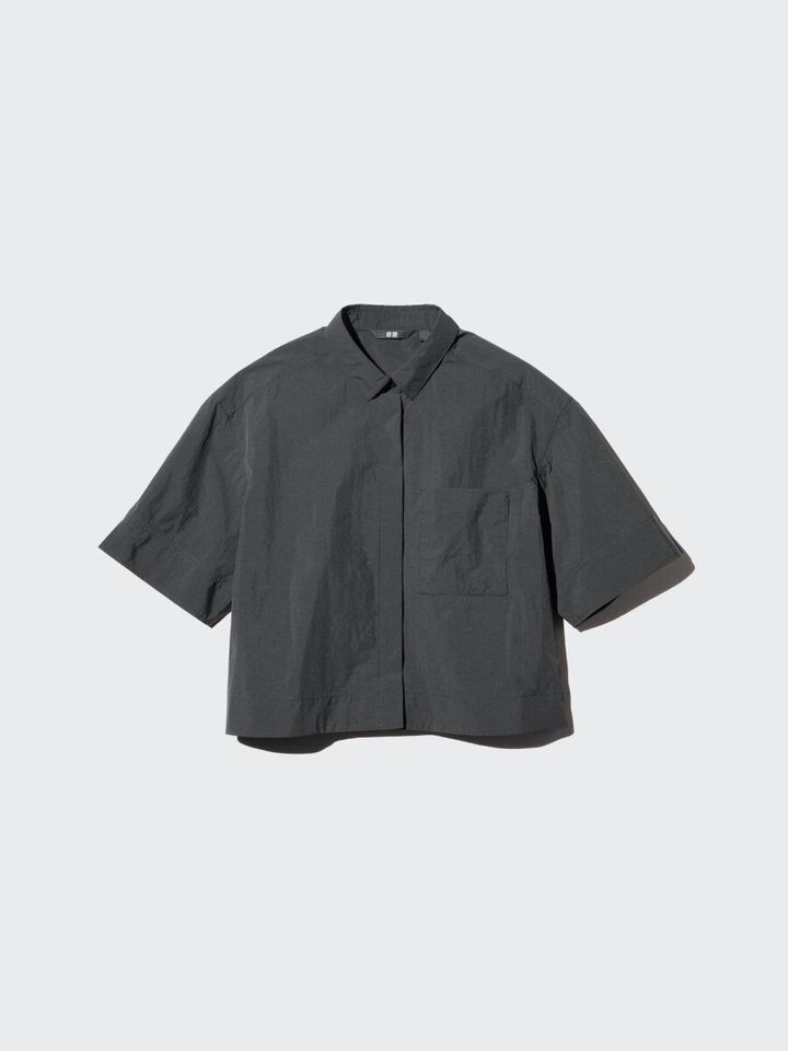 2026春夏ユニクロ大人女性おすすめナイロンボクシーショートシャツ