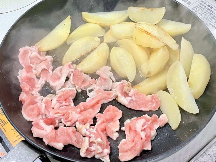 じゃがいもと豚肉の照り焼き