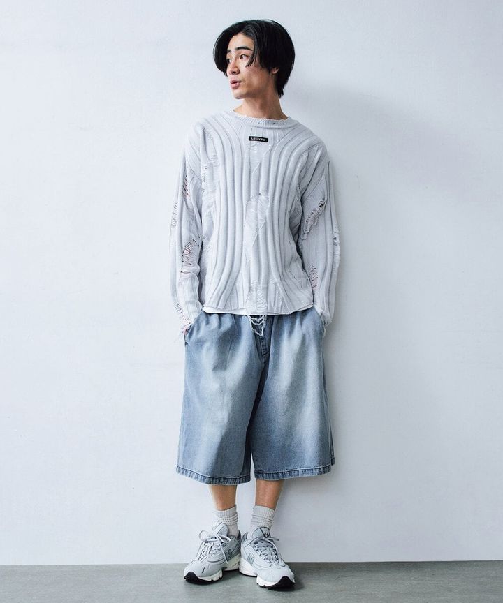 DAWNCE［ダウンス］のバギーデニムハーフパンツ