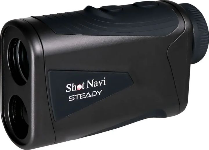 Shot Navi STEADY ブラックカラー。0.05秒の瞬間計測と3D計測モードに対応するゴルフ用レーザー距離計の外観全体