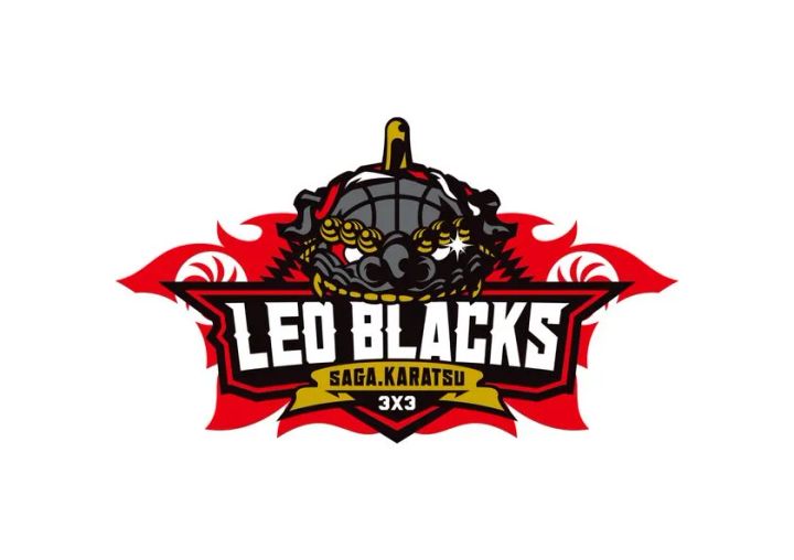 LEO BLACKS SAGA.KARATSU 3x3 のチームロゴ画像。佐賀県唐津を拠点とする3人制バスケットボールチーム名がわかる画像。