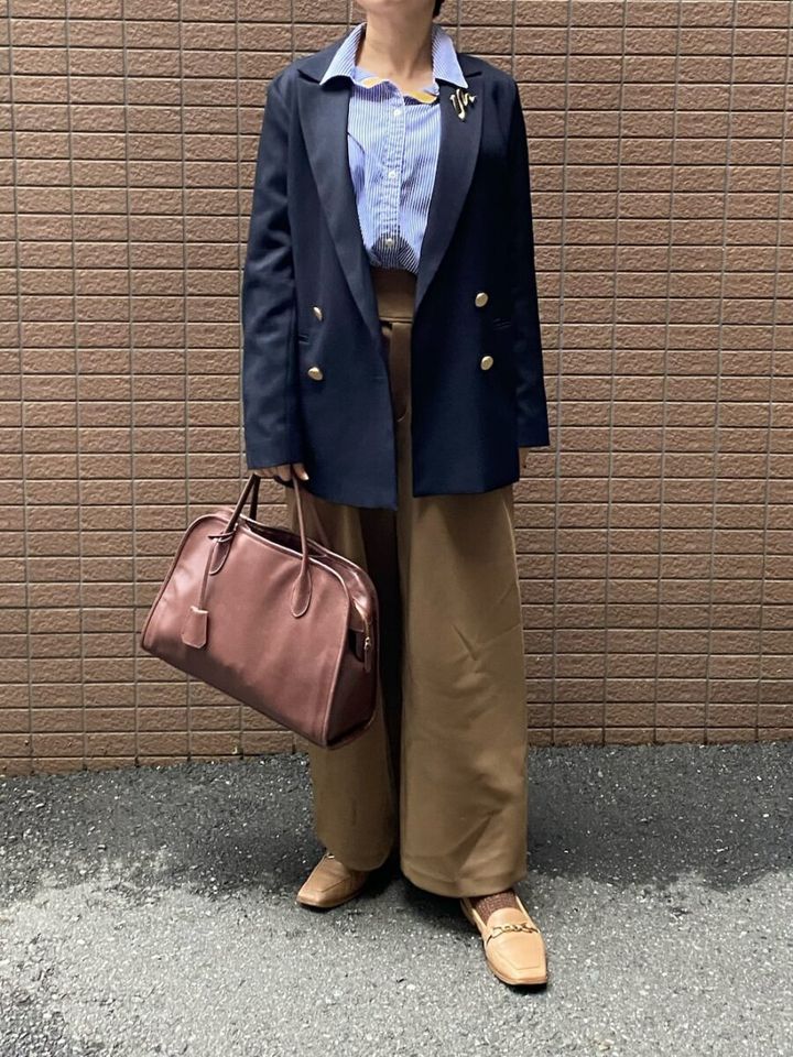 ストライプシャツコーデ1