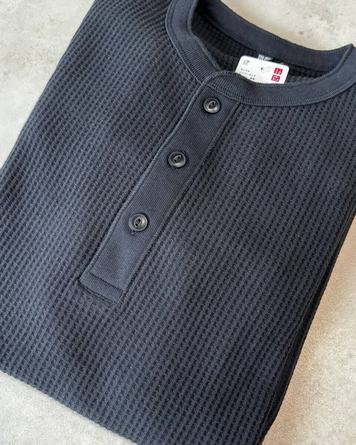ユニクロ ワッフルヘンリーネックT 生地アップ