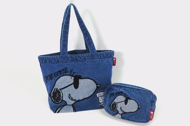 「刺繍デニムバッグB4」(5500円)、「刺繍デニムポーチ」(3520円)