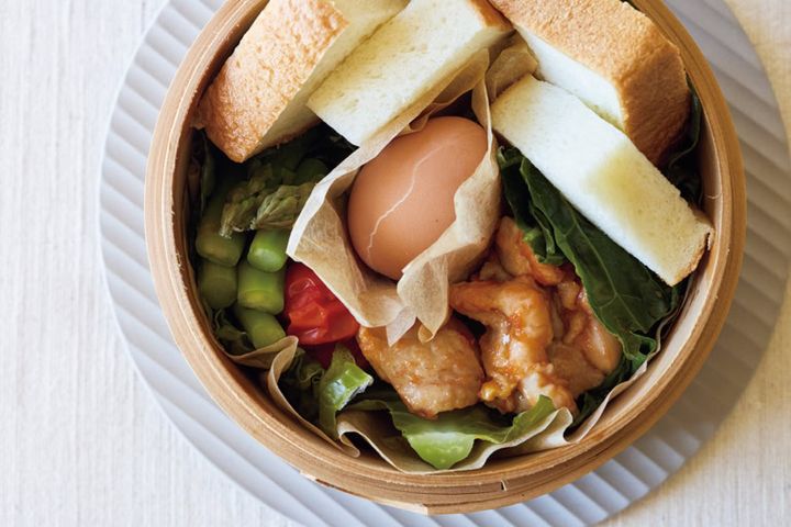 肉とパンの献立加熱後