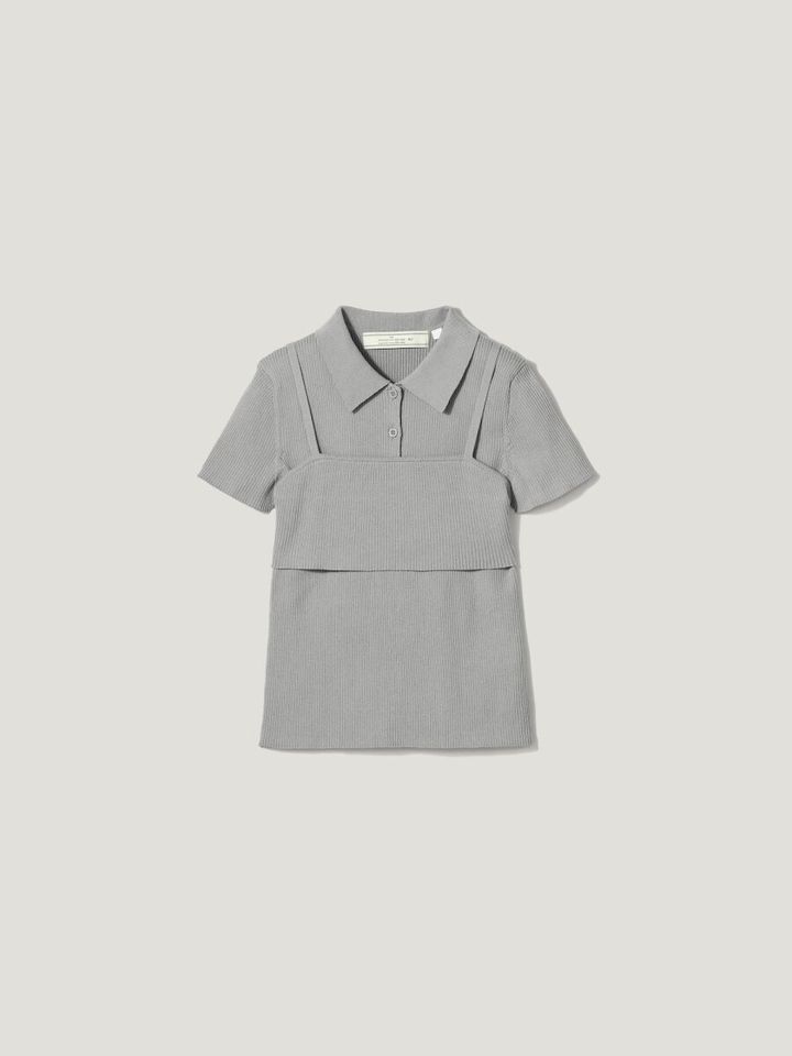 2026gu値下げrokh2ピースリブニットポロシャツ