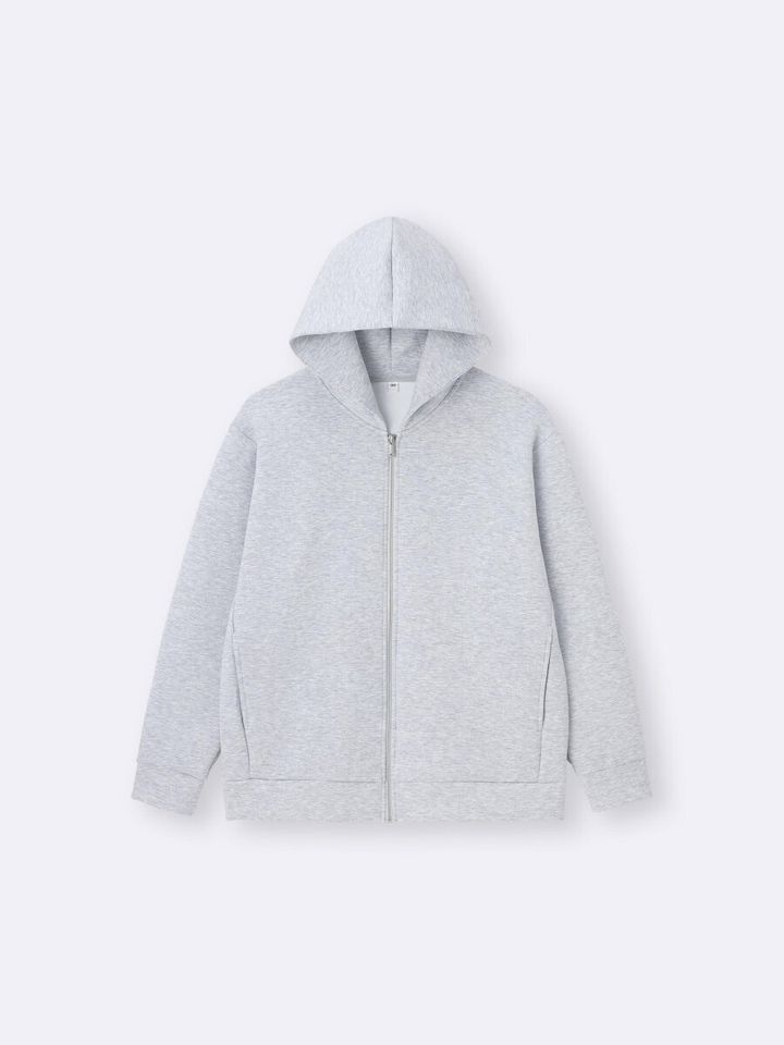 2026gu大人女性おすすめグレーパフスウェットフルジップパーカ