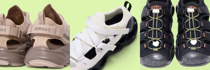 スニーカーとサンダルの“いいとこ取り”なハイブリッドシューズ3選！ 「キミはどっち!?」なルックスに宿る、ホカ、ミズノ、キーンの圧倒的な機能美