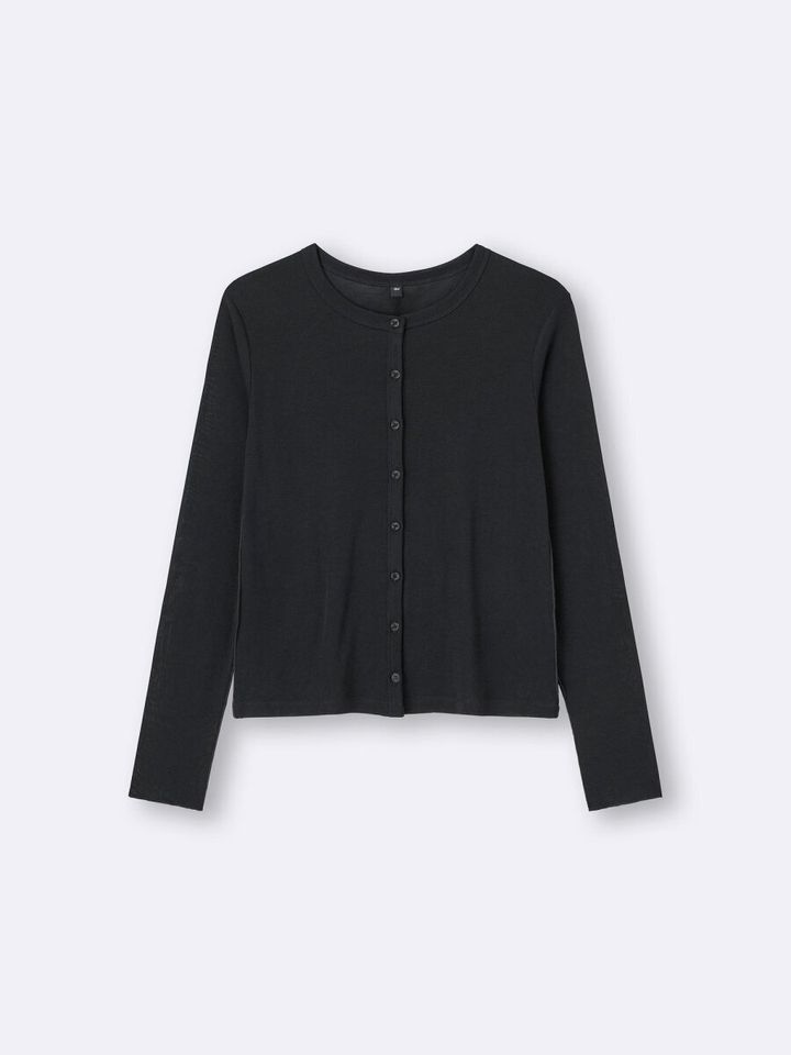 2026gu春大人女性おすすめ黒ソフトシアーカーディガン