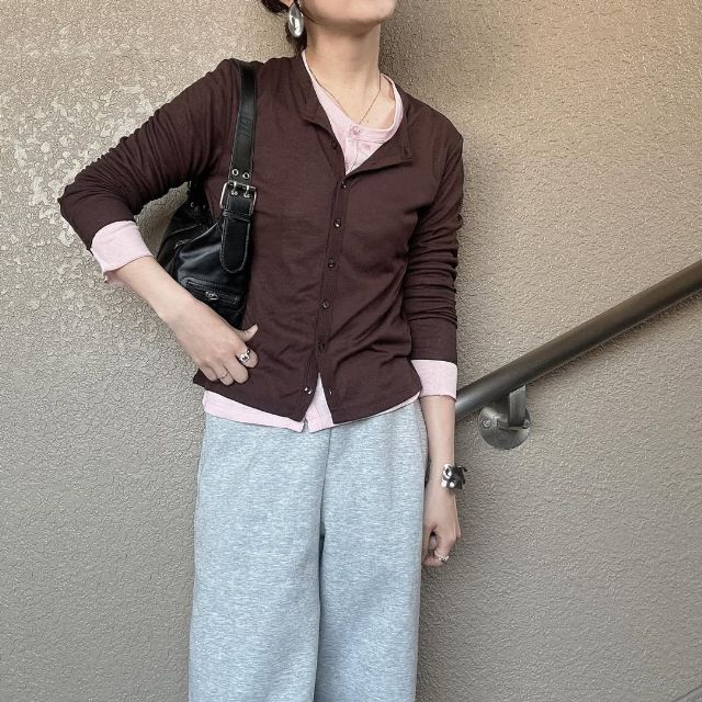 ソフトシアーカーディガンQを着たコーデ