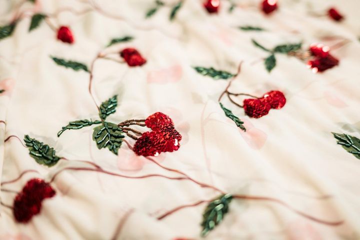 画像: チェリーはスパンコールやビーズで表現されています 出典：H＆M