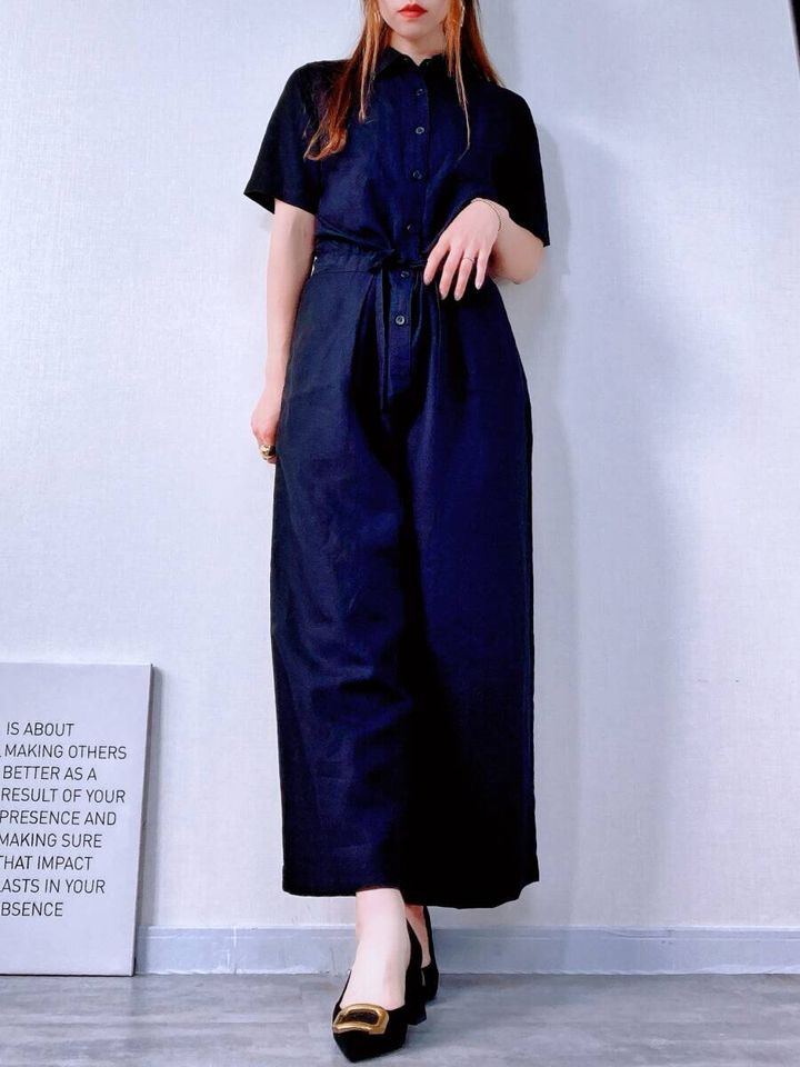 ユニクロ リネンブレンドジャンプスーツ そのまま着用 全身