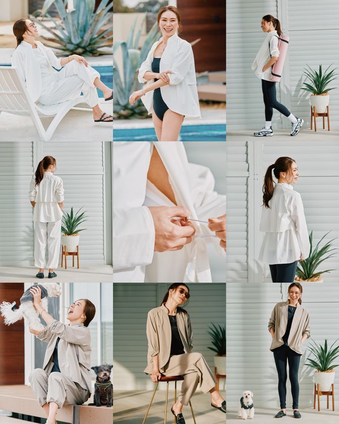 水陸両用 UPF50＋ 接触冷感 はっ水 遮熱 イージージャケット ホワイトとベージュの2色展開 フロントビュー