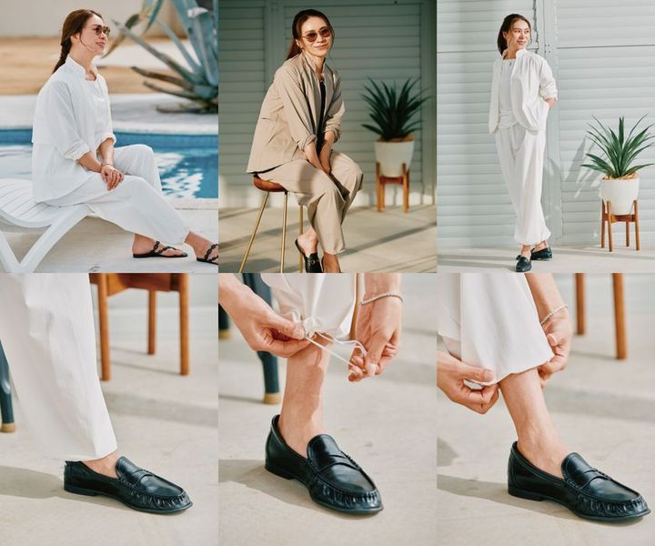 水陸両用 UPF50＋ 接触冷感 はっ水 遮熱 ロングパンツ ホワイトとベージュ フロントビュー