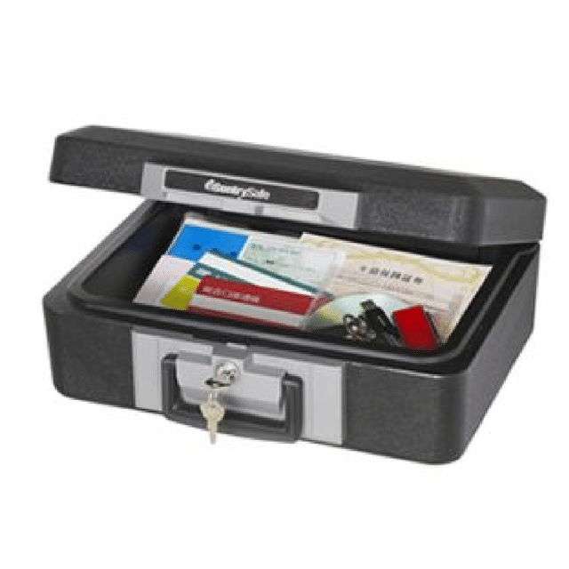 SentrySafeパーソナル耐火保管庫1160BK（開扉・書類収納状態）