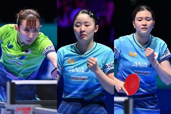 早田ひな、張本美和、橋本帆乃香（C）WTT