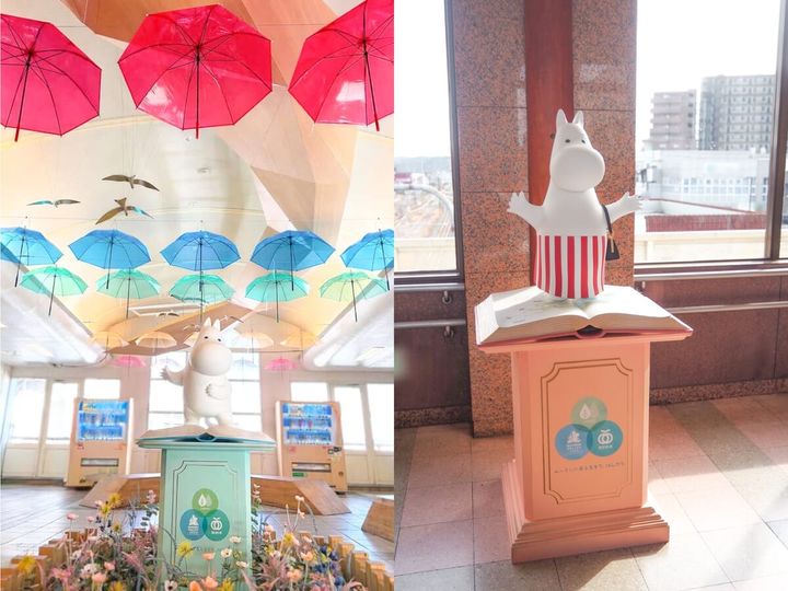 アンブレラやムーミンママがお出迎え