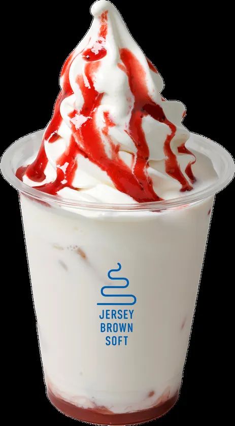 ジャージーソフトクリームと苺を合わせた鮮やかなピンク色のドリンク