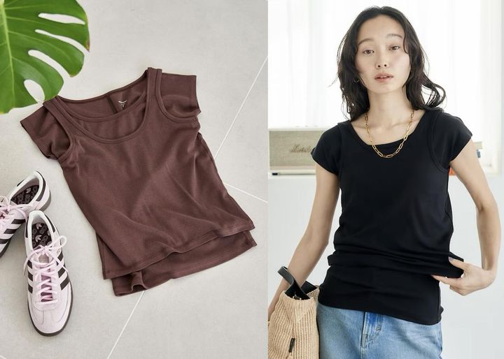 画像: コットンモダール マルチウェイ キャップスリーブ タンクセット（ブラウン、ブラック）各¥5,500 出典：フリークス ストア