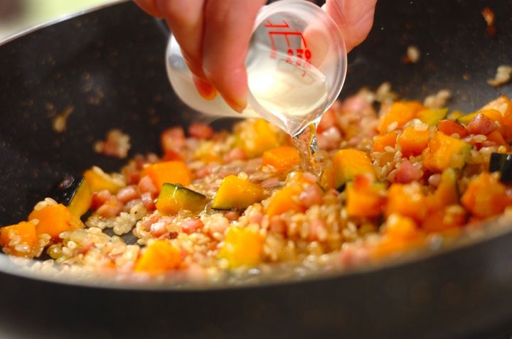 アサリとベーコンのリゾットの作り方2