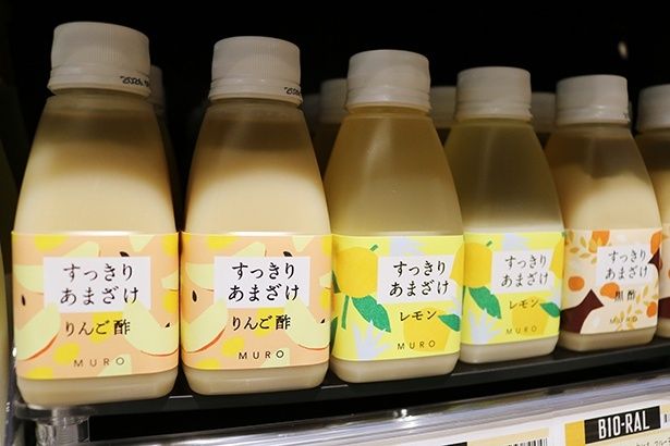「MURO すっきりあまざけ」シリーズ(各354.24円)。甘酒にフルーティーな果実などを合わせているため、すっきりとしていて飲みやすい
