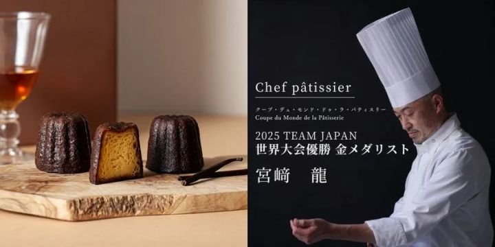 左に至福のカヌレ、右に世界大会金メダリストの宮崎龍氏