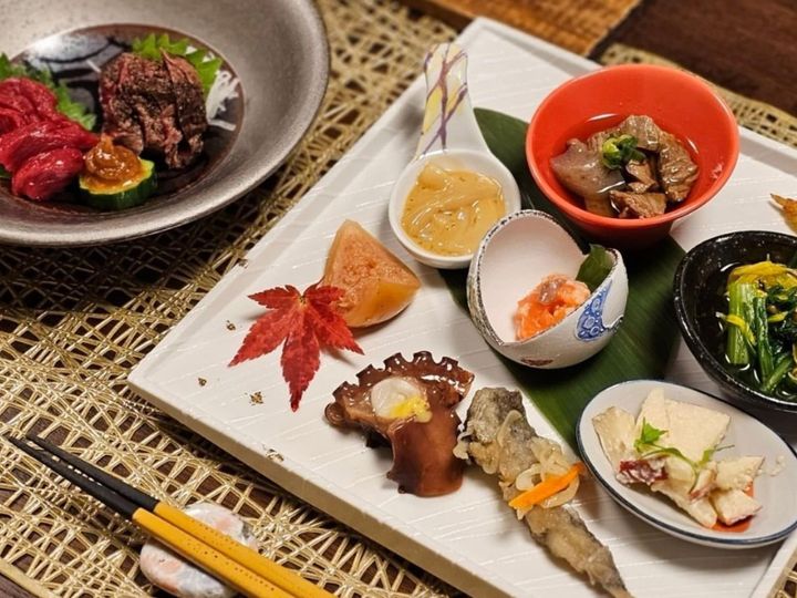地元の食材を使用した夕食