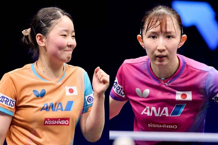 張本美和、早田ひな（C）WTT