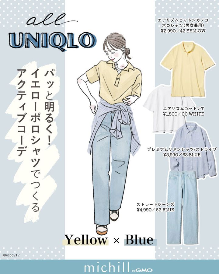 2026春夏ユニクロ上下イエローアクティブコーデ