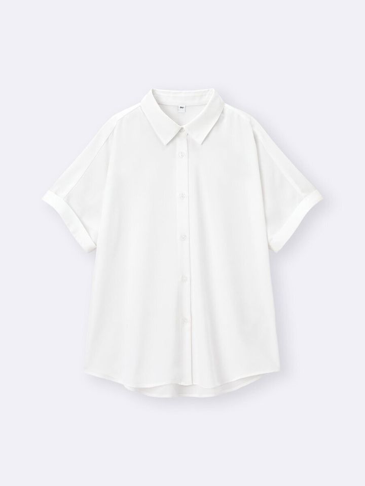 2026gu春夏大人女性おすすめ白ドレープシャツ