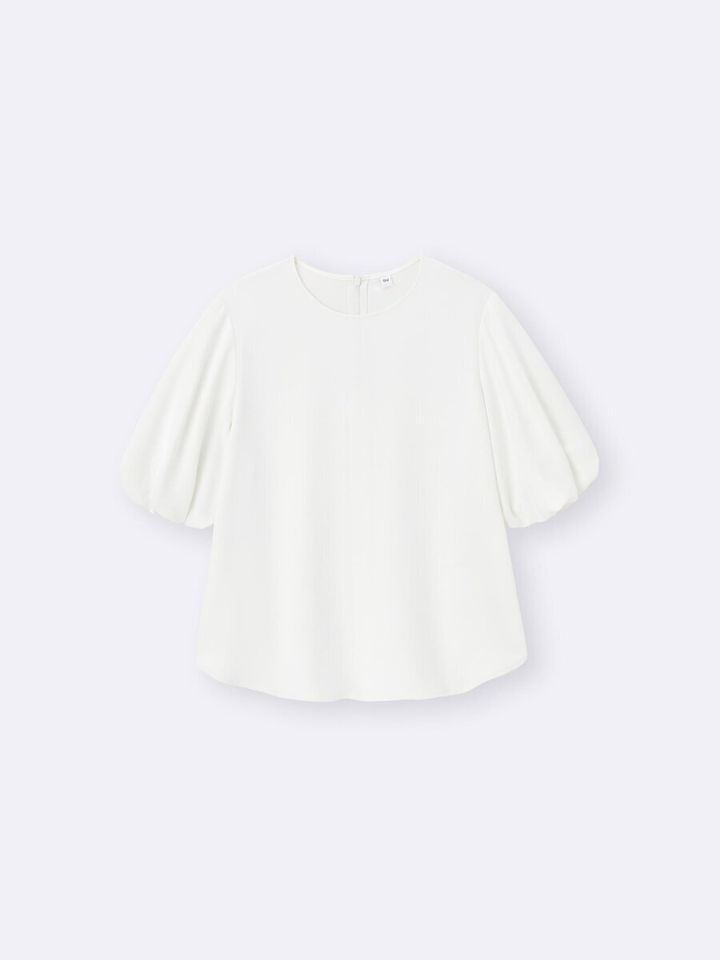 2026gu春夏大人女性おすすめ白バブルスリーブブラウス