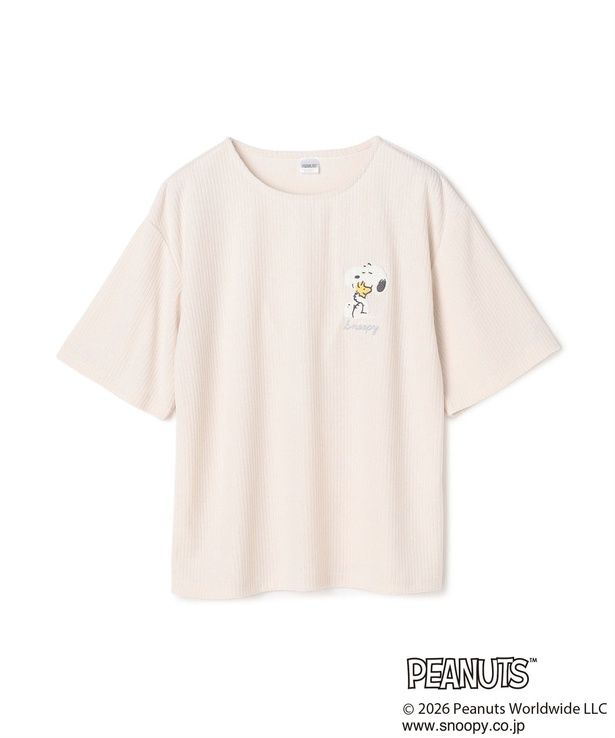 「パイルリブルームウェア半袖トップス(アイボリー)」(3300円)
