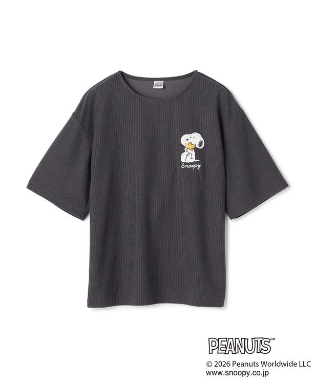「パイルリブルームウェア半袖トップス(グレー)」(3300円)