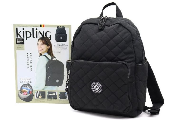 KiplingQUILTING BACKPACKムック本誌とキルティングの黒リュック