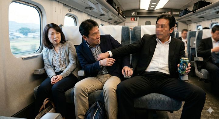 車内でのトラブルは当事者同士で解決しようとせず、早めに車掌に相談することが安全です ※Google Geminiにて作成