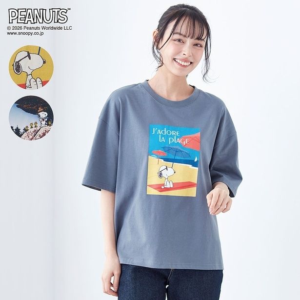 「汗ジミが目立ちにくいプリントTシャツ(チャコール)」(3990円)