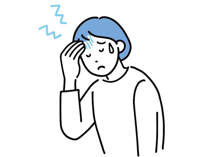 頭痛 体調不良の女性のイラスト