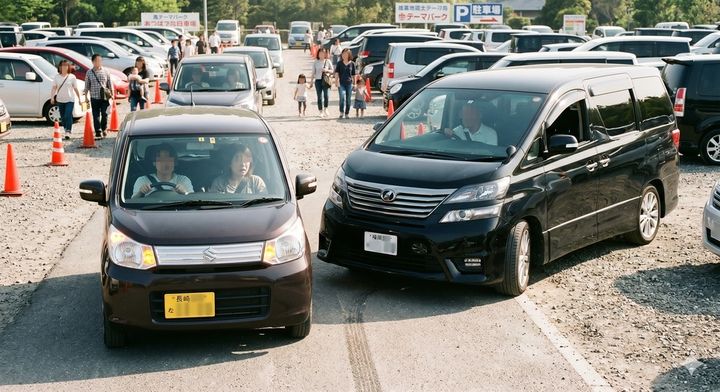 駐車スペースの奪い合いと強引な割り込み ※Google Geminiにて作成