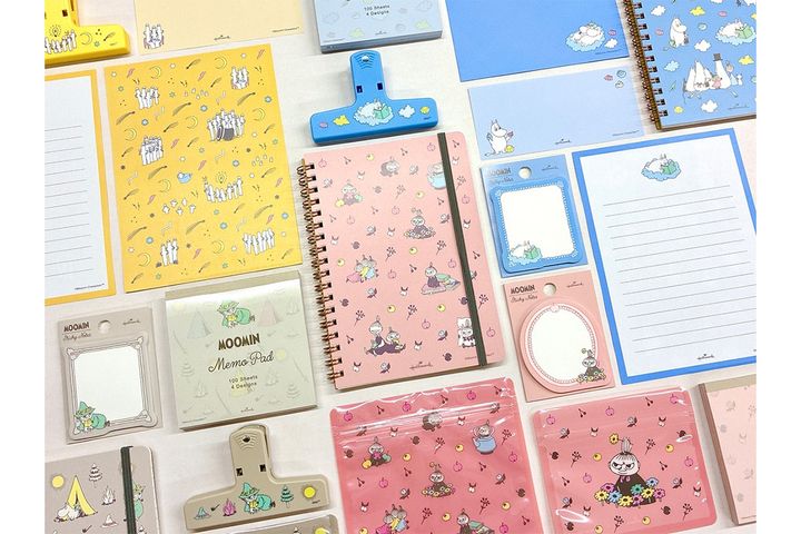 ムーミンたち4キャラがそれぞれデザインされた文具アイテム