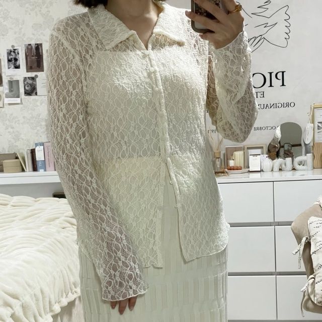 しまむら「レースポロ襟シャツ」