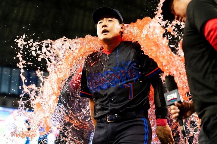 ブルージェイズ・岡本和真（C）Getty Images