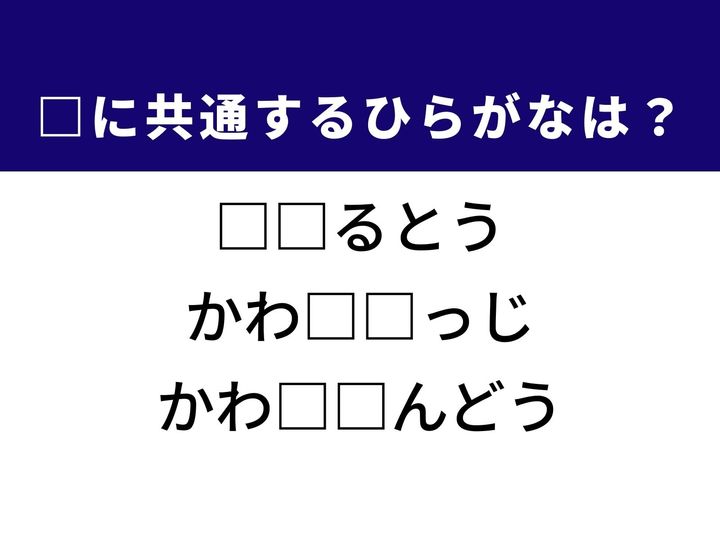 3つの言葉の空欄を埋めて正しい言葉を完成させるクイズです。ナイル川に浮かぶ島、金融のリスク管理、通貨の価値の変化をヒントに、共通のひらがな2文字を導き出しましょう。