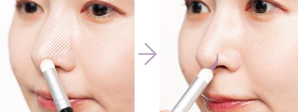 鼻シェードは薄めに何回も重ね塗り